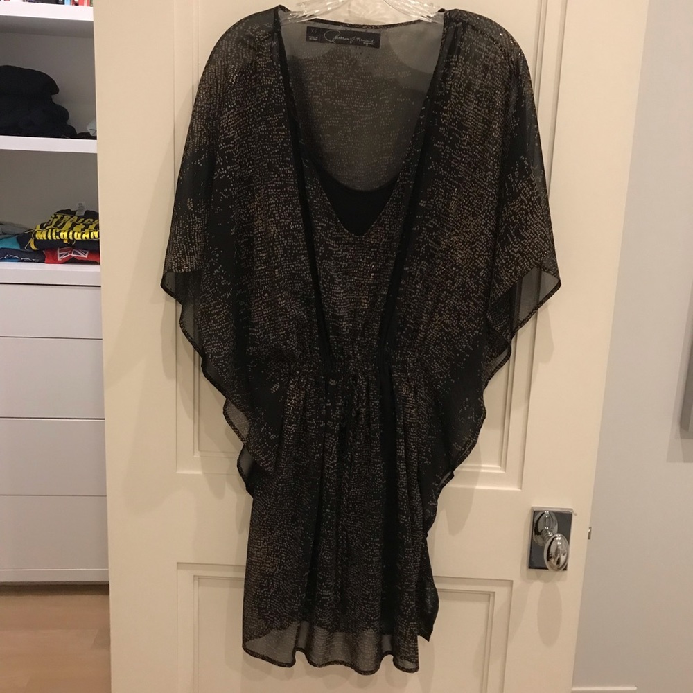 Black Patterson Kincaid dress with gold accents